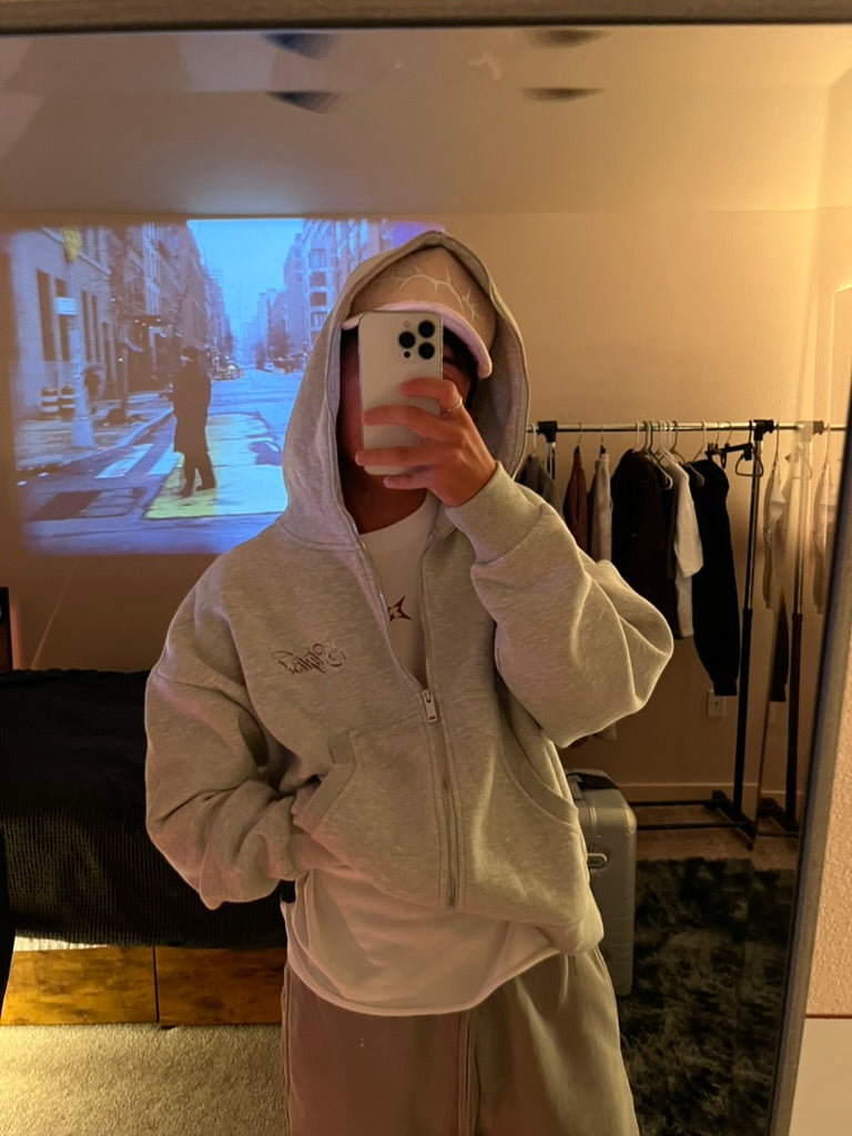 Fleeced Full-Zip Boxy Hoodie