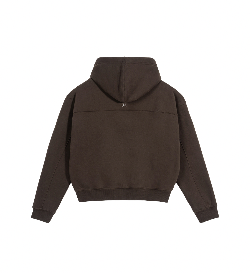 DARK UMBER ZIP-UP HOODIE