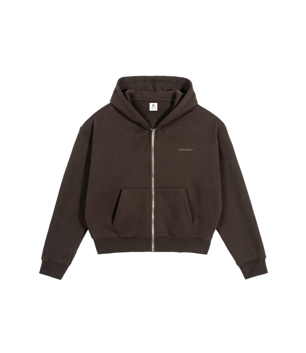 DARK UMBER ZIP-UP HOODIE